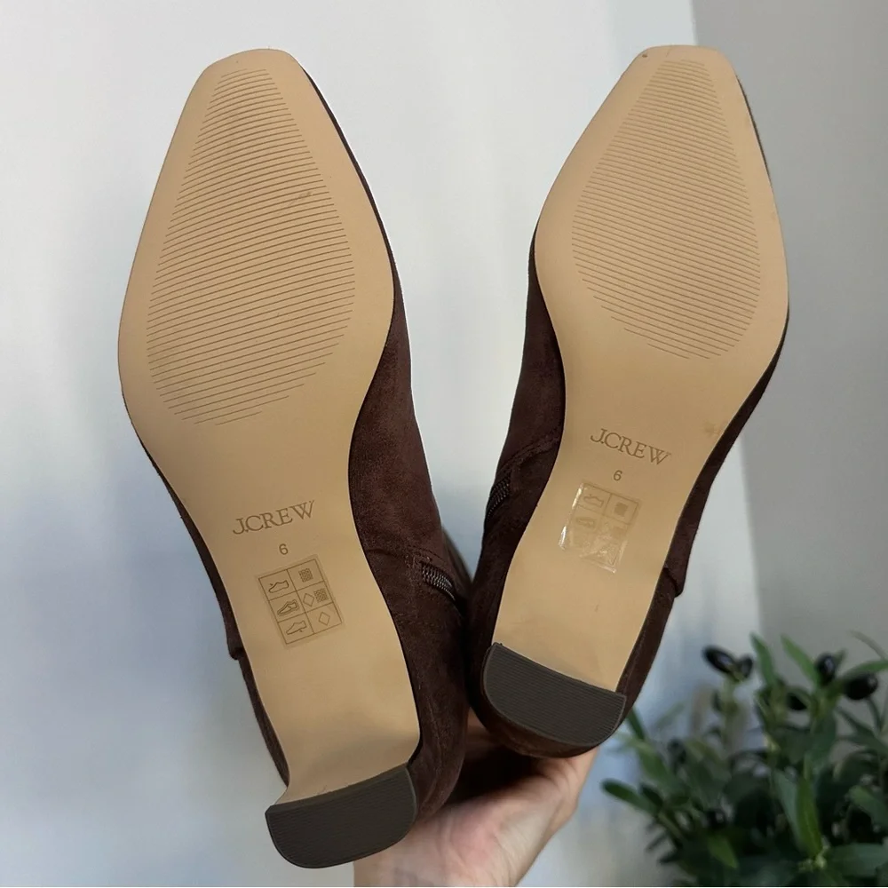 NIB J crew brown suede knee high boots Dark Walnut color‎